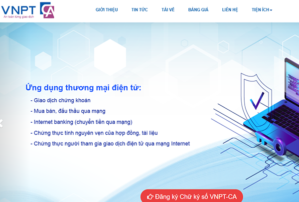 trang web của VNPT-CA